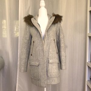 J CREW STADIUM PARKA IN HEATHER GREY SZ OP